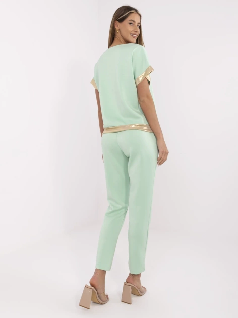 Pistacjowy casualowy komplet z wiskozą