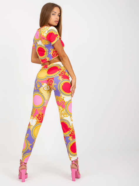 Hurtownia online Różowy wzorzysty komplet casualowy z topem