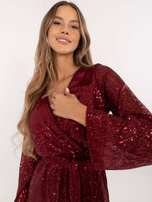 Hurtownia Bordowa imprezowa sukienka z cekinami