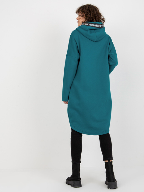 Hurt Morska długa dresowa bluza rozpinana z kieszeniami