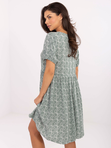 Pistacjowa rozkloszowana sukienka z printem SUBLEVEL