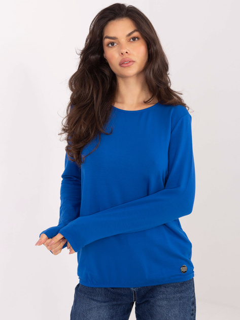 Kobaltowa damska bluzka z długim rękawem