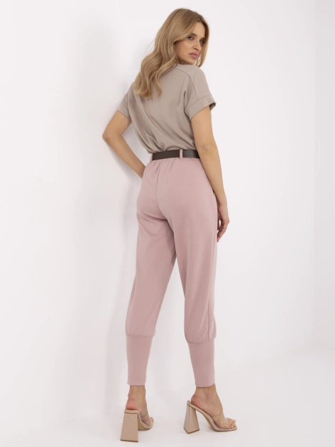 Hurt Brudnoróżowe dresowe spodniet z długimi ściągaczami