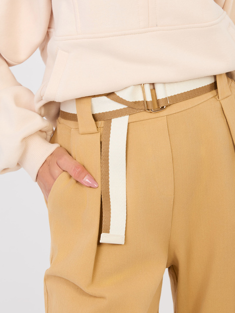 Camelowe damskie jeansy wide leg RUE PARIS