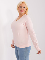 Wholesale light pink plus size cotton blouse.