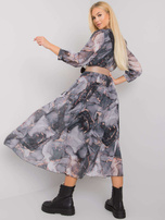 Schwarz-graues Kleid mit Gürtel Janesville.