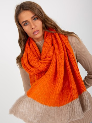 Hurt Orange-beige two-colored knitted scarf.
