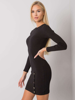 Hurt Czarna dopasowana sukienka w prążek z guzikami RUE PARIS