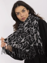 Szaro-czarny damski szal w panterkę