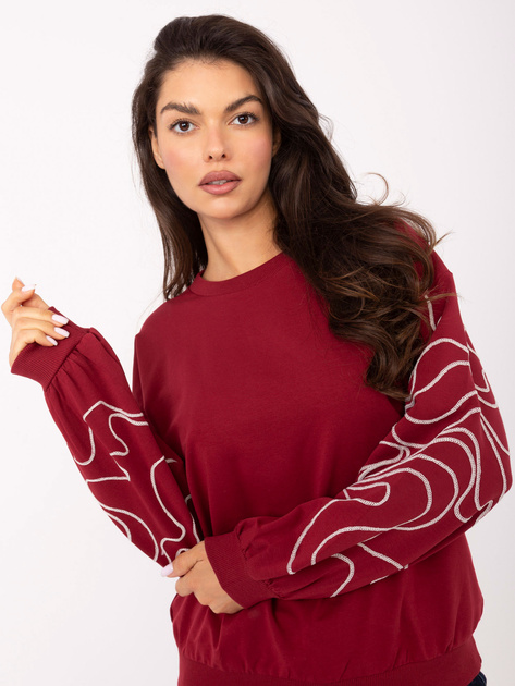 Bordowa damska bluza bez kaptura