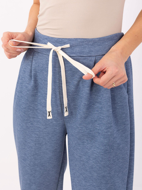 Hurt Ciemnoniebieskie melanżowe spodnie z długimi ściągaczami