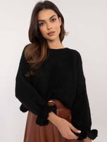 Hurt Czarny sweter oversize z domieszką wełny