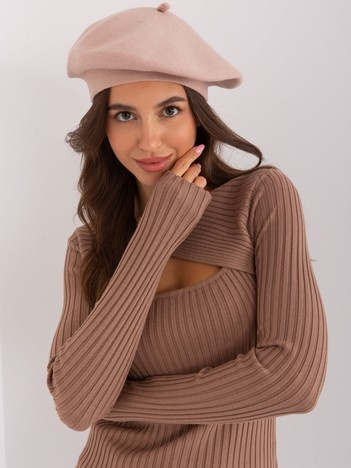 Wholesale Beige Women's Beret with Cashmere