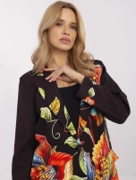 Czarna damska marynarka z kwiatowym nadrukiem