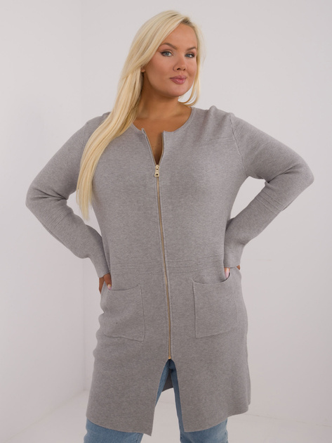 Hurtownia Szary długi sweter plus size