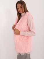 Hurt Jasnoróżowa kamizelka futrzana z kieszeniami