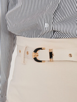 Jasnobeżowa elegancka spódnica z rozcięciem RUE PARIS 