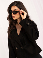 Black jacket made of suede imitation with epaulettes.