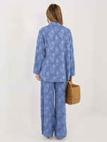 Niebieski letni komplet z koszulą oversize RUE PARIS 