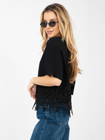 Czarna bawełniana bluzka z napisami 