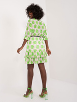 Hurt Ecru-zielona sukienka w kolorowe desenie