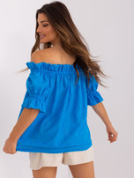 Hurt Blue cotton off-the-shoulder blouse.