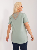 Hurt Pistachio blouse plus size with a round neckline.