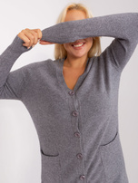Hurt Ciemnoszary damski kardigan plus size z kieszeniami