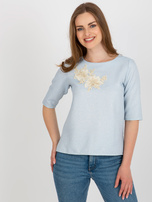 Hurt Jasnoniebieska damska bluzka wizytowa z koronką