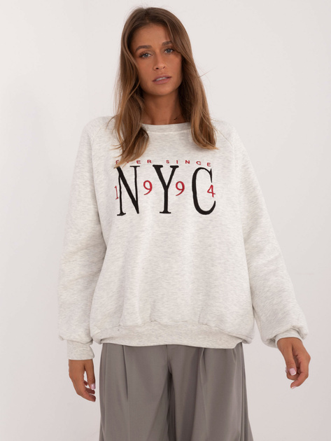 Hurt Jasnoszara melanżowa bluza bez kaptura ze ściągaczami