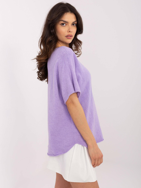 Hurt Liliowy dwustronny sweter z krótkim rękawem