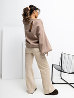 Ciemnobeżowa bluza oversize z napisem RUE PARIS 