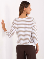 Biało-fango casualowa bluzka w paski