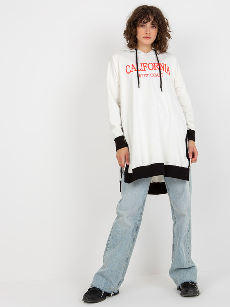 Hurt Ecru długa bluza oversize z napisem i kapturem