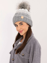 Hurt Szara damska czapka zimowa z dzianiny RUE PARIS