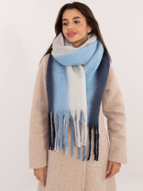 Hurtownia Szaro-granatowy zimowy szal damski