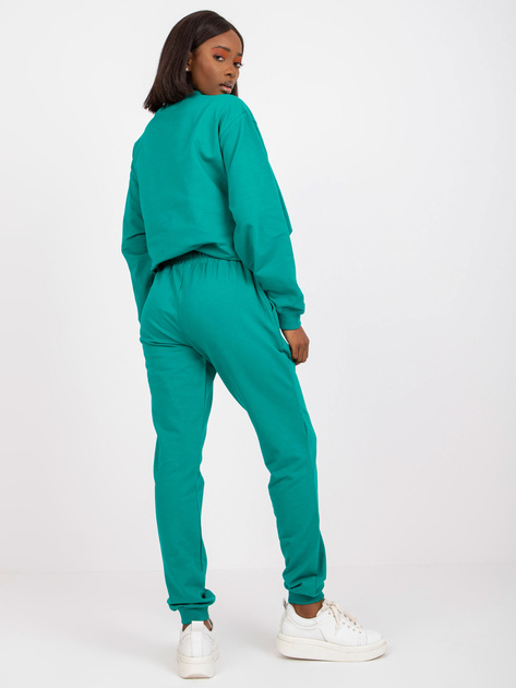 Ciemnozielone spodnie dresowe basic z wysokim stanem