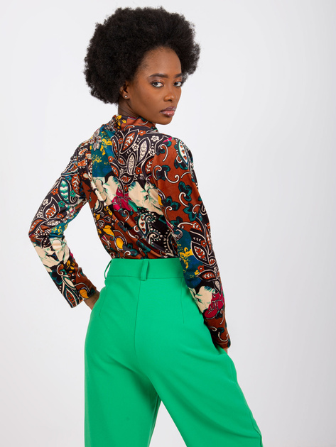 Brązowa wzorzysta bluzka z weluru Bologna