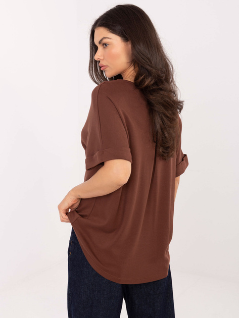 Brązowa bluzka basic z krótkim rękawem