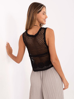 Czarny ażurowy top z bawełny 