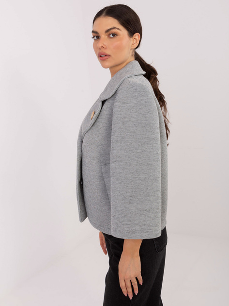 Szary piankowy płaszcz z kołnierzem RUE PARIS