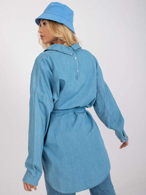 jeansowa niebieska długa koszula oversize z bawełny