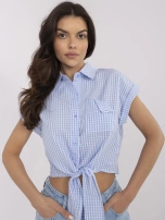 Niebiesko-biała rozpinana koszula z krótkim rękawem