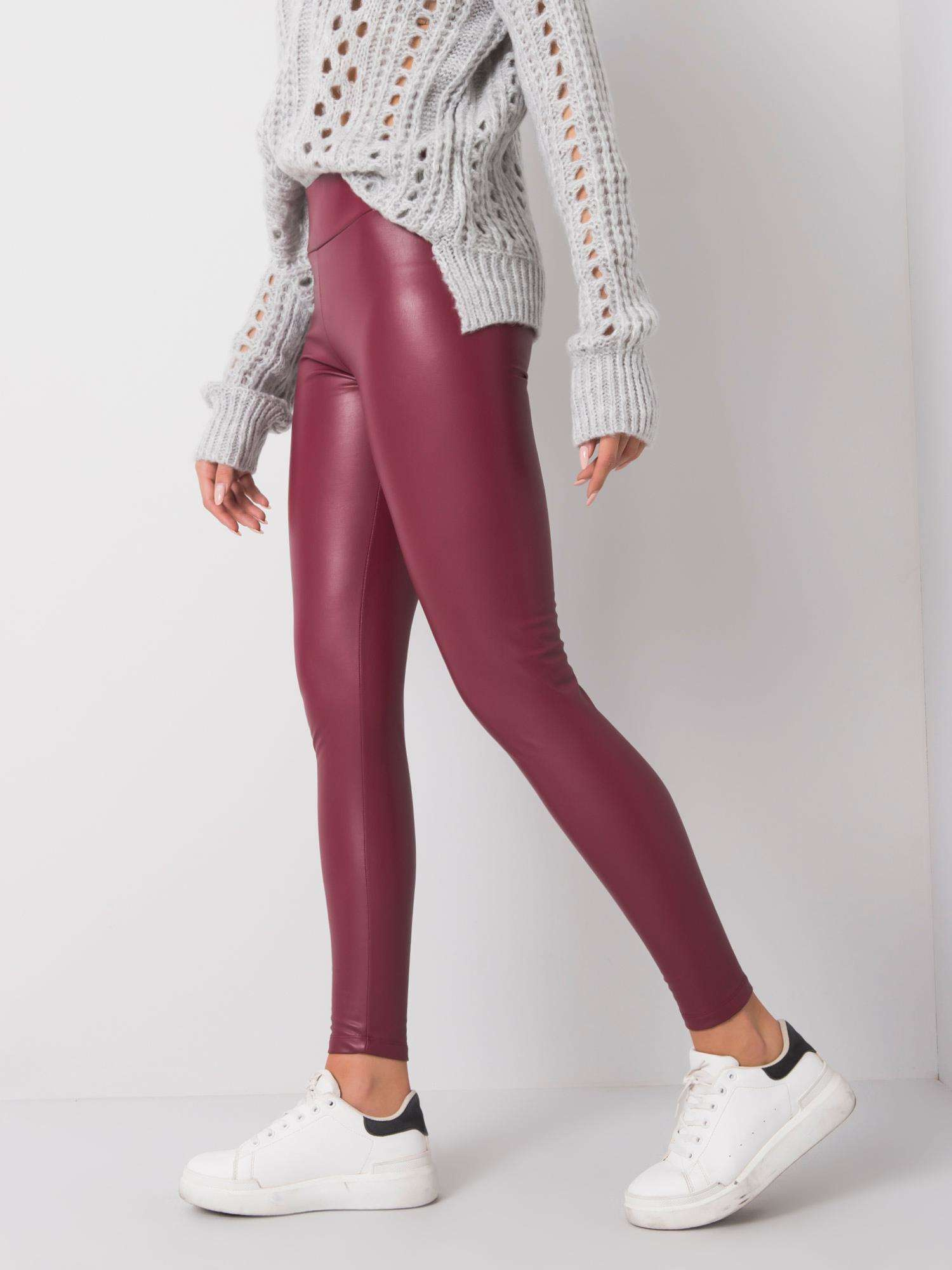 Bordowe legginsy ze skóry ekologicznej Briana RUE PARIS