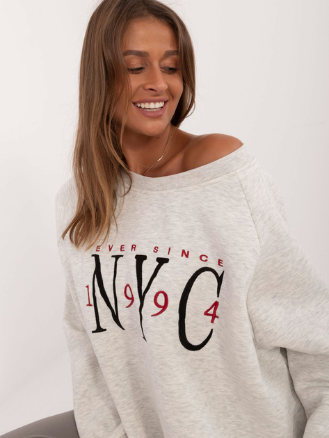 Hurt Jasnoszara melanżowa bluza bez kaptura ze ściągaczami