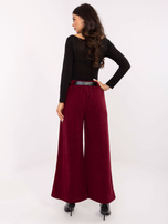 Bordowe sztruksowe spodnie z nogawką 7/8 RUE PARIS