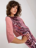 Hurt Brudnoróżowa cekinowa bluzka wizytowa od kompletu 