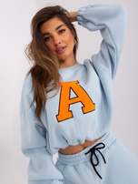 Hurt Jasnoniebiesko-fluo pomarańczowy damski komplet dresowy