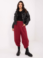 Bordowe dresowe spodnie basic typu alladynki