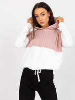 Großhandel Rosa-weißer Hoodie mit Kapuze und Kordel RUE PARIS.